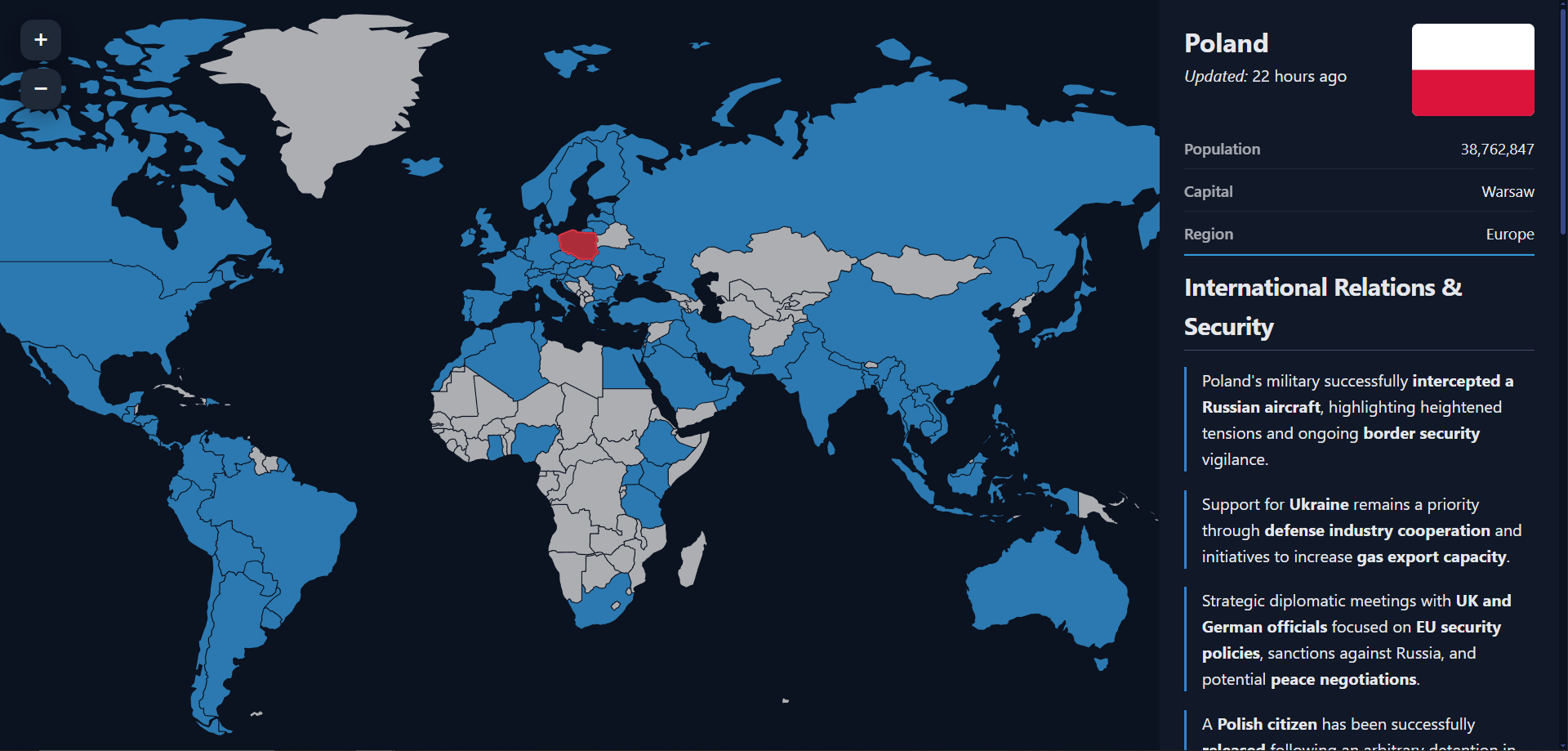 News Today interactive world news map